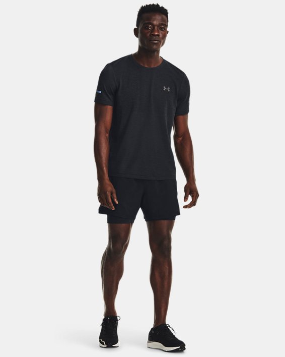 Men's UA Seamless Stride Short Sleeve in Black image number 2